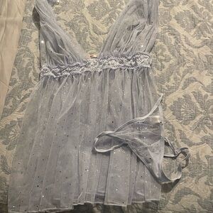 Adore Me Sparkling Sheer Chemise in Light Blue